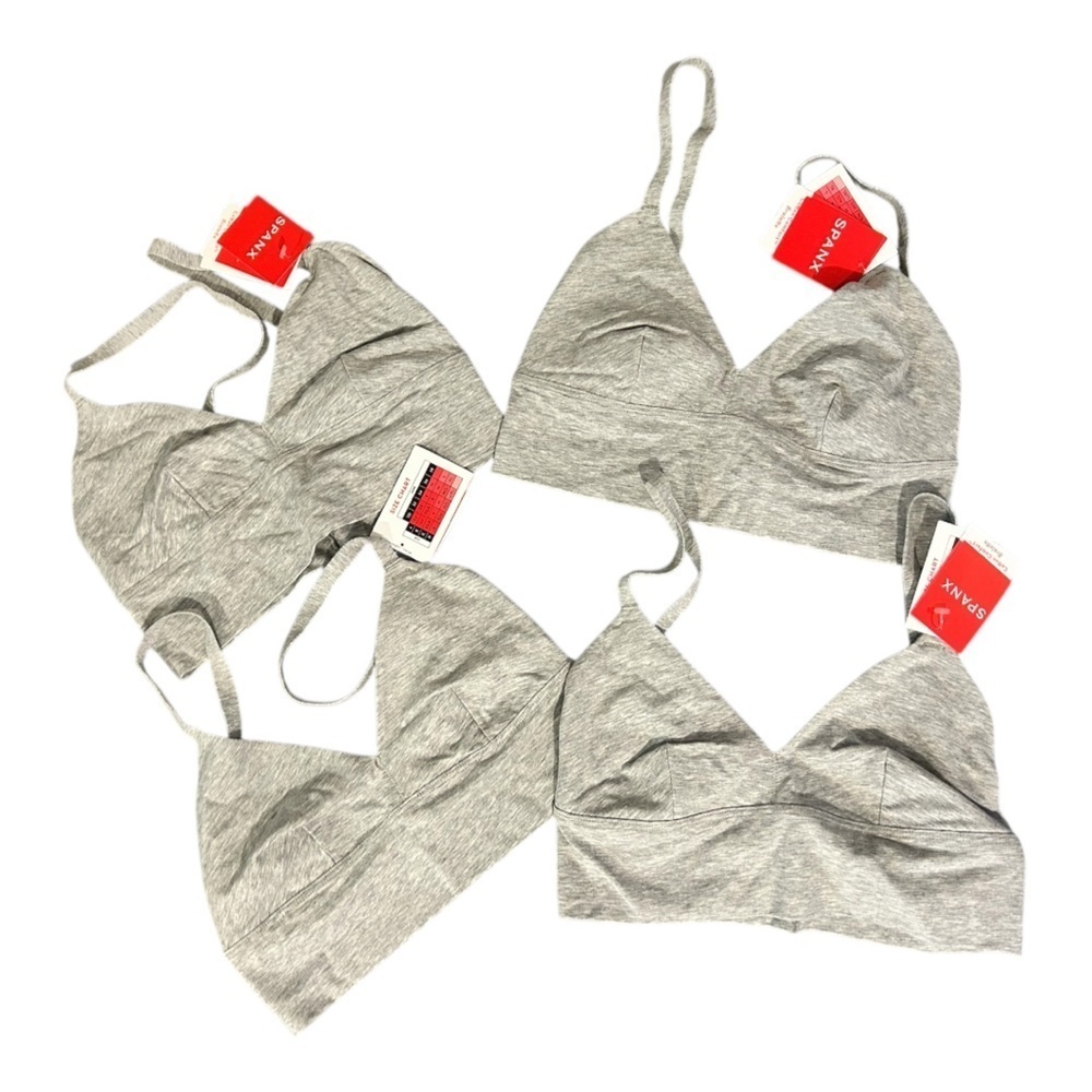 Lot of 4 SPANX Cotton Comfort Bralettes Heather Gray 30048R Extra Small NWT